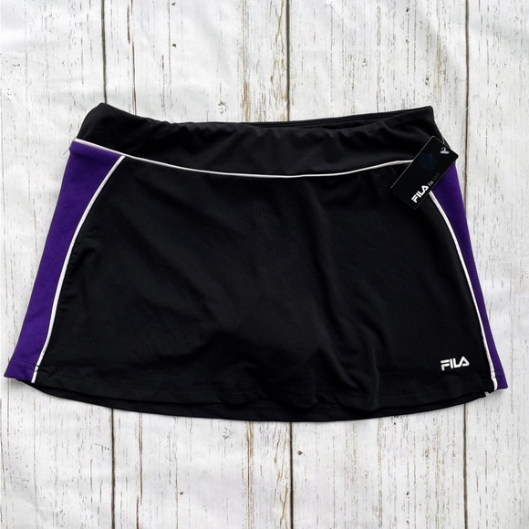 Fila Pants - Fila Women’s Black & Purple Tennis Stretch Skort Size Large
